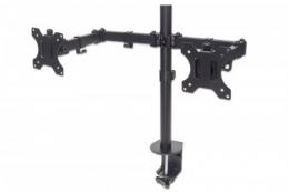 Tischhalterung mit Monitorarm fr zwei Displays MANHATTAN Fr zwei Displays von 13'' bis 32'' und bis zu 8 kg, zweifach schwenkbar, schwarz