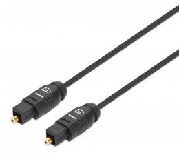 Toslink Digitales Optisches Audiokabel MANHATTAN 2 x Toslink S/PDIF-Stecker, 3 m, vergoldete Kontakte, schwarz