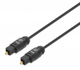 Toslink Digitales Optisches Audiokabel MANHATTAN 2 x Toslink S/PDIF-Stecker, 5 m, vergoldete Kontakte, schwarz