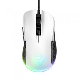 Trust Gaming GXT 922 YBAR Gaming Maus - 7200dpi, RGB-Beleuchtung, 6 Tasten, geflochtenes Kabel (2.1m), weiß