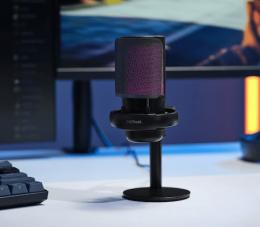 Trust Gaming GXT238 AURON USB Mikrofon schwarz Kompaktes und stylisch beleuchtetes USB-Mikrofon für Streaming Content-Erstellung, schwarz