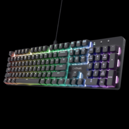 Trust GXT871 Zora Mechanische Gaming Tastatur Mechanische-Gaming-Tastatur in Originalgröße mit kompletter RGB-Beleuchtung
