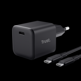Trust Maxo Ultrakleines USB-C-GaN-Ladegerät mit 65 W incl. USB-C-zu-C-PD-Kabel (2 m)