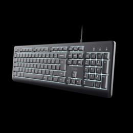 Trust Primo Illuminated Keyboard, Kabelgebunden, USB-A/-C Beleuchtete Tastatur für bequemes und komfortables Tippen bei Tag und Nacht