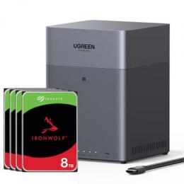 UGREEN DH4300 Plus 32TB Seagate IronWolf NAS-Bundle NAS inkl. 4x 8TB Seagate IronWolf 3.5 Zoll SATA Festplatte