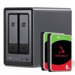UGREEN DXP2800 12TB Seagate IronWolf NAS-Bundle NAS inkl. 2x 6TB Seagate IronWolf 3,5 Zoll SATA Festplatte