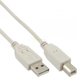 USB 2.0 Kabel A-St. -> B-St.   3m beige/grau     