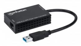 USB-A auf SFP LWL-Konverter MANHATTAN USB 3.2 Gen 1, 1000 Mbit/s, optische Glasfaserverbindung, offener SFP-Slot, schwarz