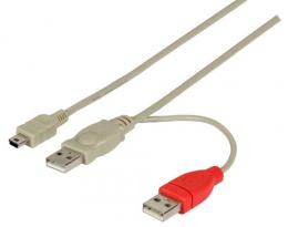 Ein Angebot für USB2.0 Y-Kabel, 1xUSB Mini B Stecker - 2xUSB A Stecker, 1m, beige  aus dem Bereich USB Produkte > USB Adapterkabel > USB 2.0 - jetzt kaufen.