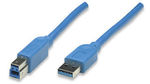 USB3.0 Anschlusskabel Stecker Typ A - Stecker Typ B, Blau 0,5 m