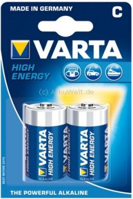 Varta Alkaline C 4914 Baby High Energy LR14 MN1400 1/2Torcia 1,5