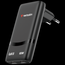 Verbatim Fold ´n´ Go GaN Charger 65W EU plug Black