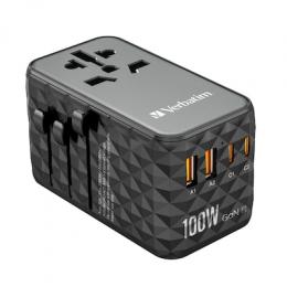 VERBATIM GAN III UNIVERSAL TRAVEL ADAPTER UTA-06 B-Ware mit 2 X USB-C PD 100W & QC 4+ / 2 X USB-A QC 3.00