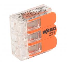 Wago 221-413 COMPACT Verbindungsklemme 3 x 4 mm², 50 Stück