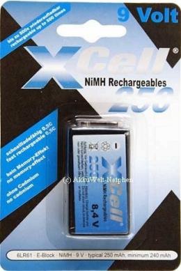 XCell 9VE-Block 6AM6 Ni-MH 250mAh im 1er-Blister