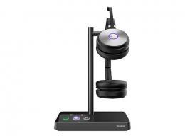 Yealink Headset WH62 Dual DECT, Stereo, Kabellos Kompatibel mit Microsoft Teams, Basisstation mit Klingelton, Bis zu 14 Std. Gesprächszeit, Bis zu 160
