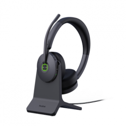 Yealink Headset WH68 Teams inkl. Ladeständer Kabellos, Aktive Rauschunterdrückung, Zertifiziert für Microsoft Teams